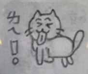 a hand-drawn cat, photographed on paper