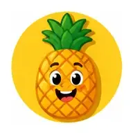pineapple face icon, Mascot Badge style