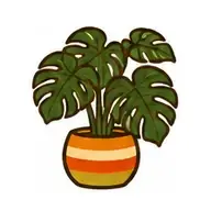 monstera plant icon, Retro 70s style