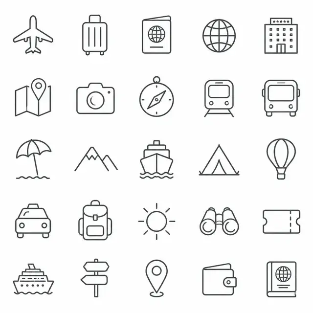 Thin Line icon set - travel