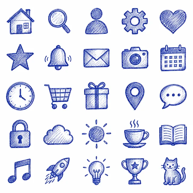 Ballpoint Doodle icon style