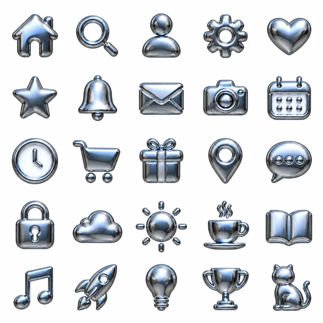 Chrome Y2K icon style