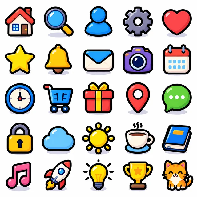 Chunky Cartoon icon style