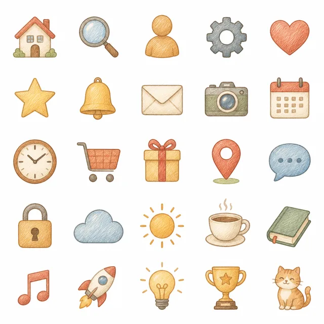 Colored Pencil icon style