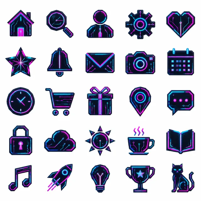Cyberpunk icon style
