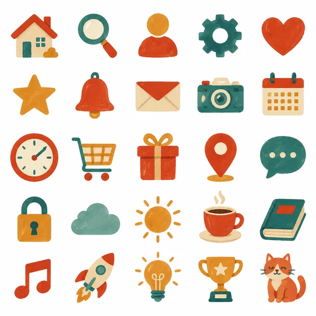 Gouache icon style