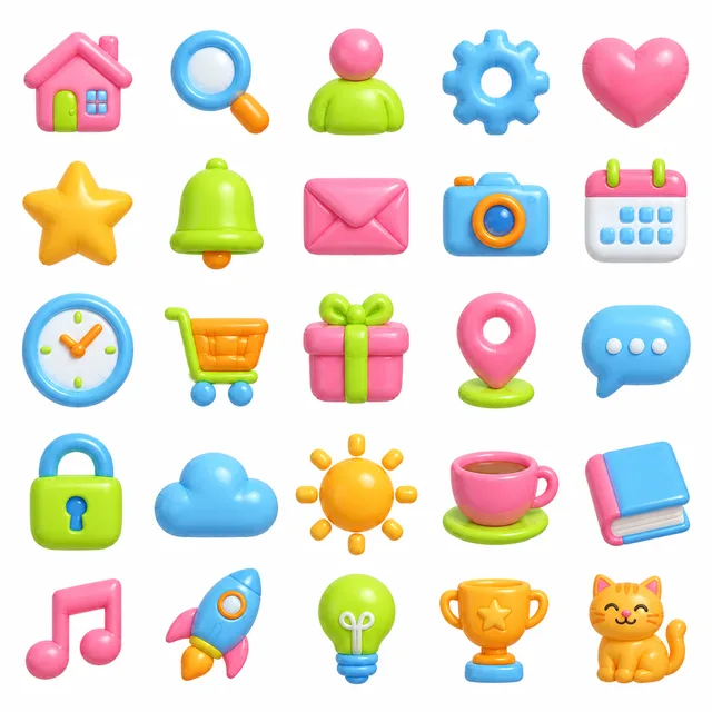 Inflated 3D icon style