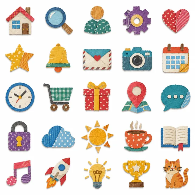 Paper Collage icon style