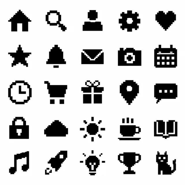 1-bit Pixel icon style