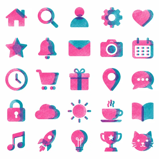 Risograph icon style