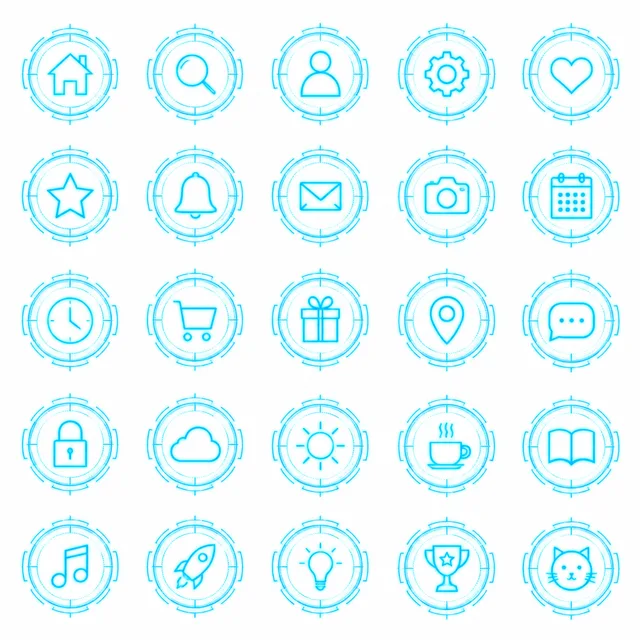 Sci-fi HUD icon style