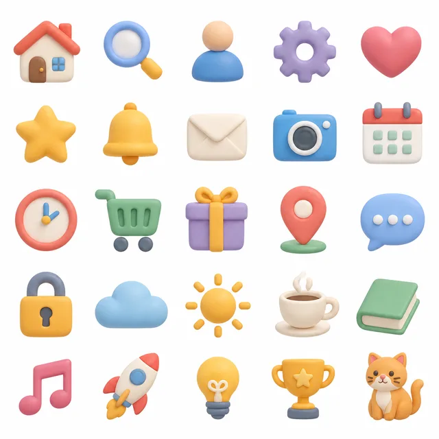 Soft Clay 3D icon style