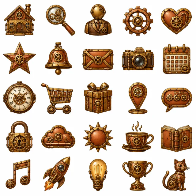 Steampunk icon style