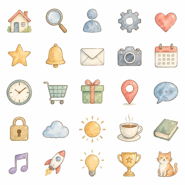 Watercolor icon style