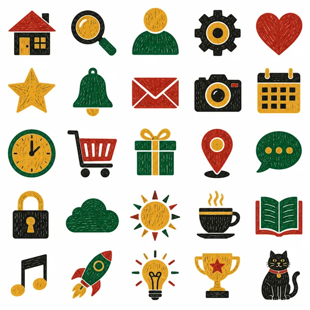Color Woodcut icon style